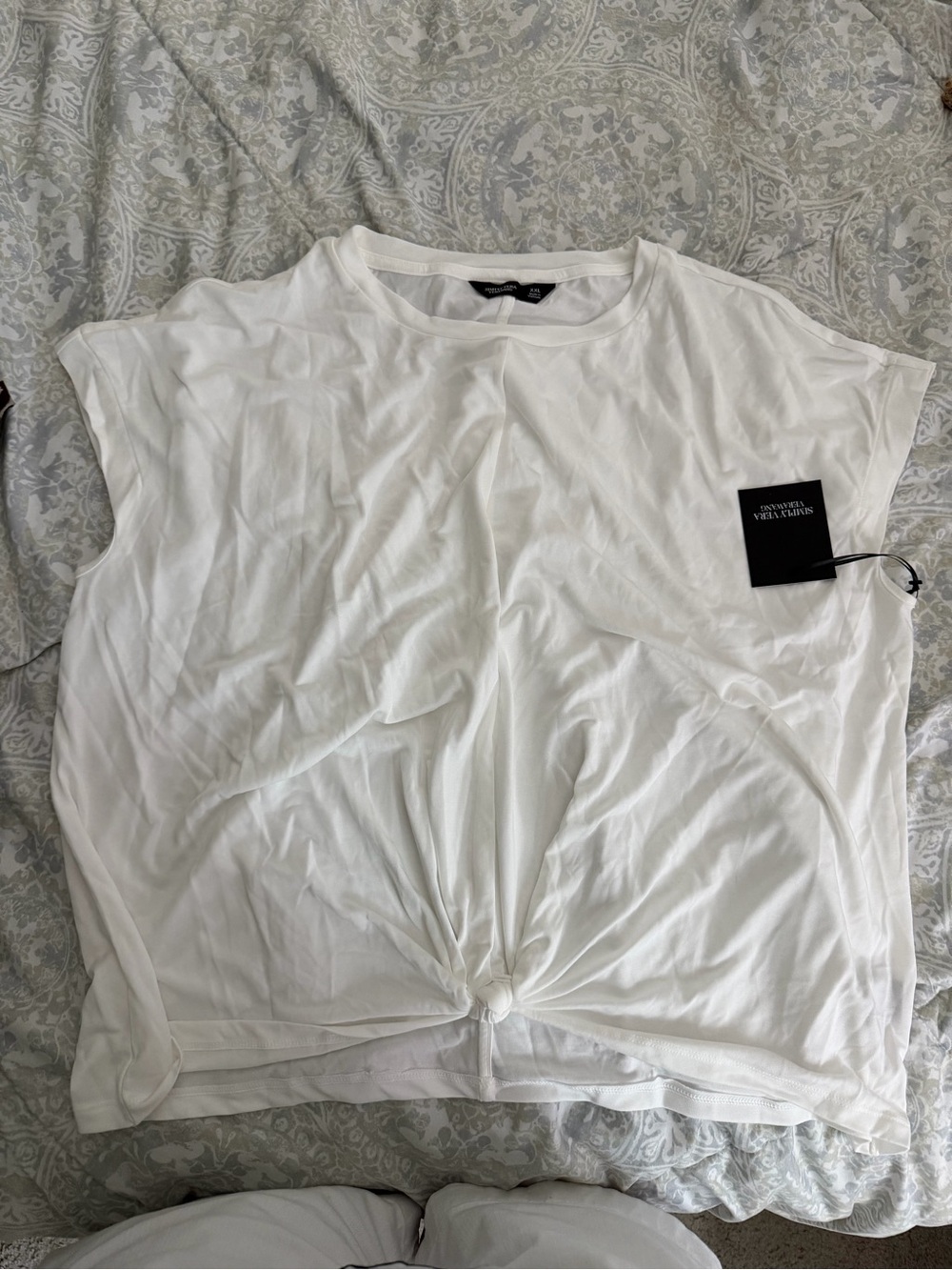 Simply Vera Vera Wang White Short-Sleeve Knot-Front Tee
